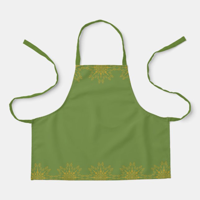 Retro Mandala Avocado Small Apron (Front)