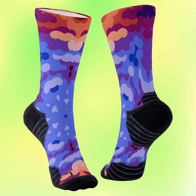 Retro Mandala Blue Purple and Red Socks (Creator Uploaded)