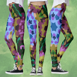 Retro Mandala Blue Purple and Yellow Leggings