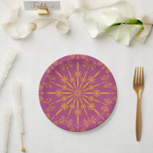 Retro Mandala Boysenberry 7" Paper Plates