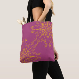 Retro Mandala Boysenberry Shoulder Tote