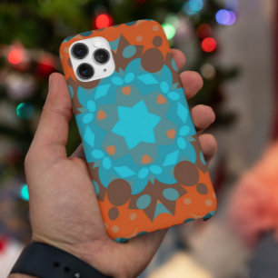 Retro Mandala Flower Blue and Orange iPhone 11 Case