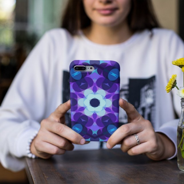 Retro Mandala Flower Blue and Purple Case-Mate iPhone Case (Creator Uploaded)