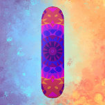 Retro Mandala Flower Blue Pink and Orange Skateboard<br><div class="desc">This retro mandala design features blue,  pink,  and orange. Funky and vibrant visuals for anyone who likes bright colors!</div>