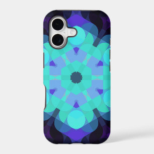 Retro Mandala Flower Blue Purple and Green
