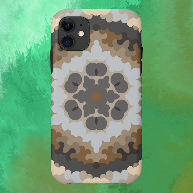 Retro Mandala Flower Brown and Tan Case-Mate iPhone Case (Creator Uploaded)
