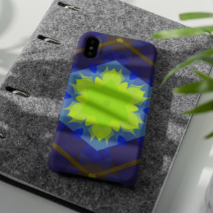 Retro Mandala Flower Green and Blue