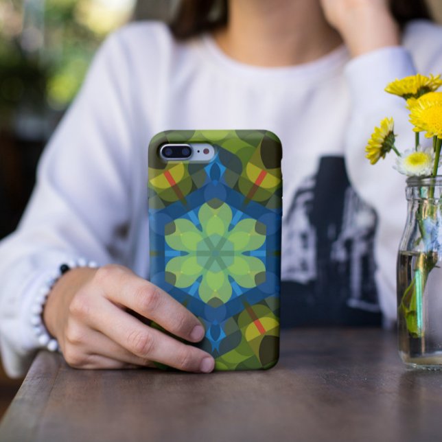 Retro Mandala Flower Green Blue and Orange Case-Mate iPhone Case (Creator Uploaded)