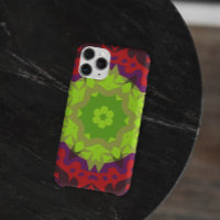 Retro Mandala Flower Green Red and Purple
