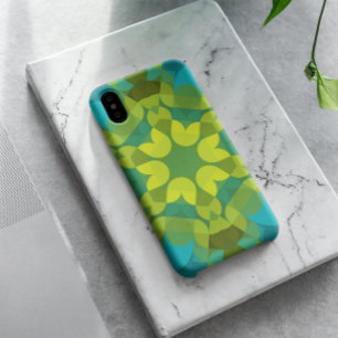 Retro Mandala Flower Green Yellow and Blue