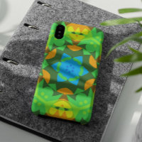 Retro Mandala Flower Green Yellow and Blue