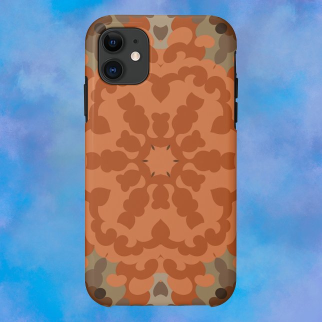 Retro Mandala Flower Orange and Tan Case-Mate iPhone Case (Creator Uploaded)