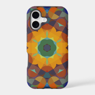 Retro Mandala Flower Orange Blue and Green