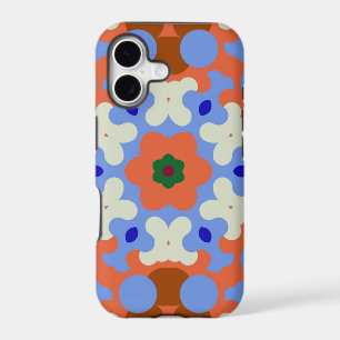 Retro Mandala Flower Orange Blue and Yellow