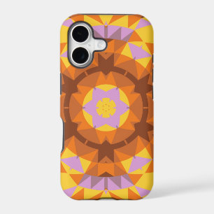 Retro Mandala Flower Orange Blue and Yellow