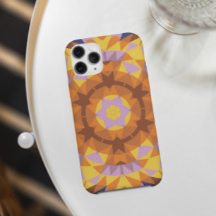 Retro Mandala Flower Orange Blue and Yellow iPhone 11 Case