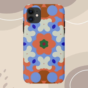 Retro Mandala Flower Orange Blue and Yellow iPhone 11 Case