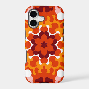 Retro Mandala Flower Orange White and Yellow