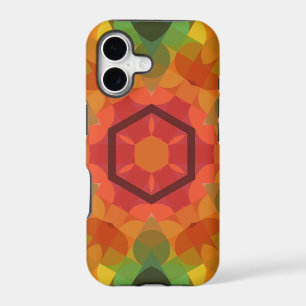 Retro Mandala Flower Orange Yellow and Green