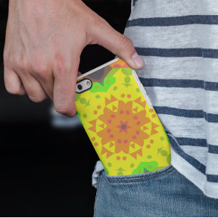 Retro Mandala Flower Orange Yellow and Green iPhone 11 Case