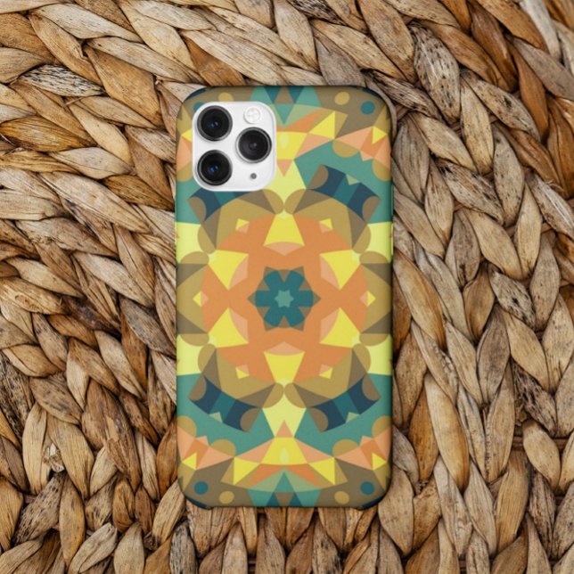 Retro Mandala Flower Orange Yellow and Green Case-Mate iPhone Case (Creator Uploaded)