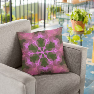 Retro Mandala Flower Pink and Green Cushion