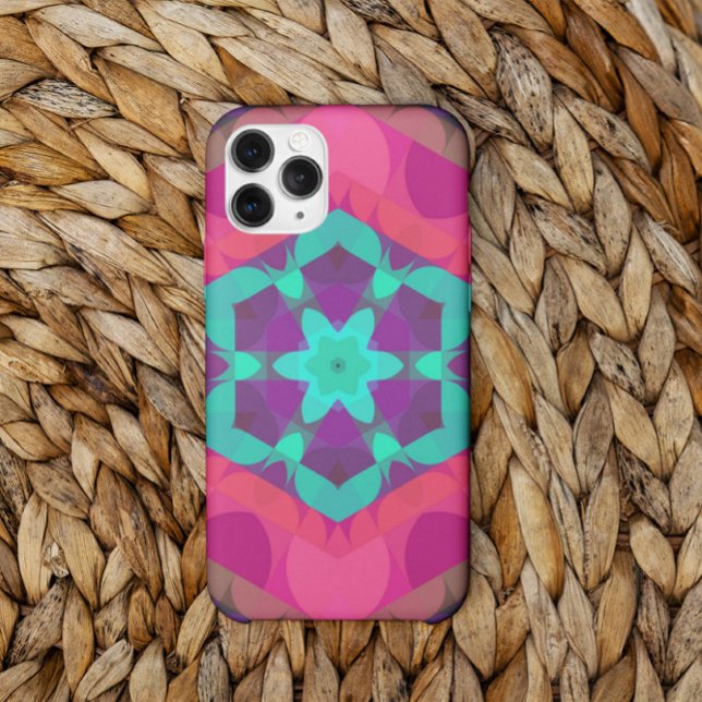 Retro Mandala Flower Pink Blue and Purple Case-Mate iPhone Case (Creator Uploaded)