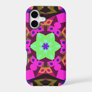 Retro Mandala Flower Pink Orange and Green