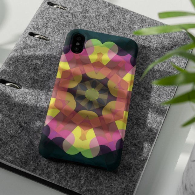 Retro Mandala Flower Pink Yellow and Green Case-Mate iPhone Case (Creator Uploaded)