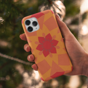 Retro Mandala Flower Red and Orange iPhone 11 Case