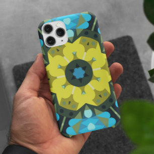 Retro Mandala Flower Yellow and Blue iPhone 11 Case