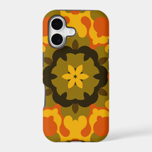 Retro Mandala Flower Yellow and Orange