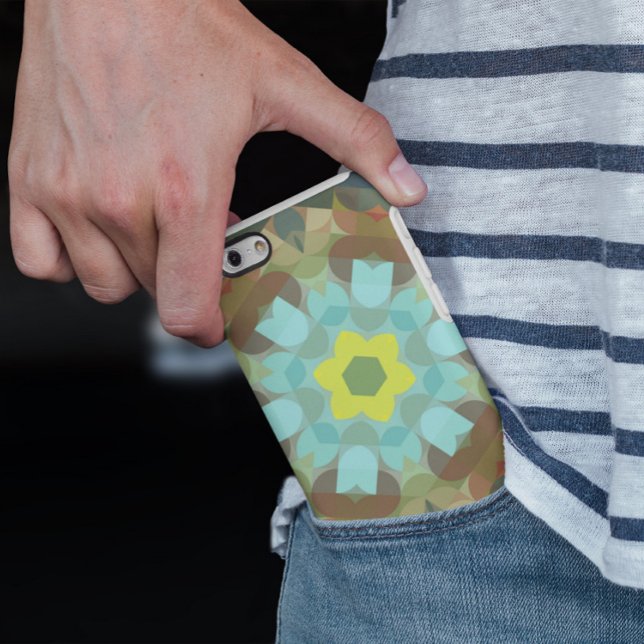Retro Mandala Flower Yellow Blue and Brown Case-Mate iPhone Case (Creator Uploaded)
