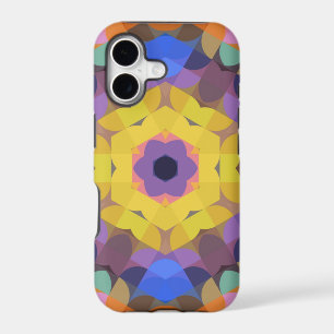 Retro Mandala Flower Yellow Blue and Orange