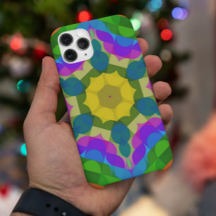 Retro Mandala Flower Yellow Blue and Purple iPhone 11 Case
