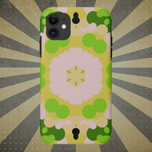 Retro Mandala Flower Yellow Green and White Case-Mate iPhone Case (Creator Uploaded)