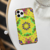Retro Mandala Flower Yellow Orange Green and Pink