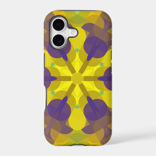 Retro Mandala Flower Yellow Purple and Green