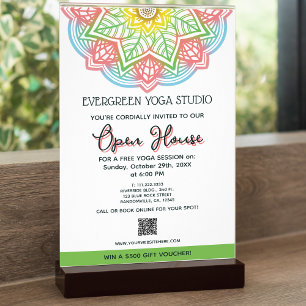 Retro Mandala Flower Yoga Studio Open House Flyer