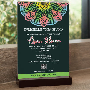 Retro Mandala Flower Yoga Studio Open House Flyer