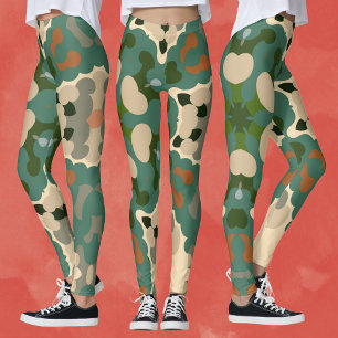 Retro Mandala Green Brown and Orange Leggings