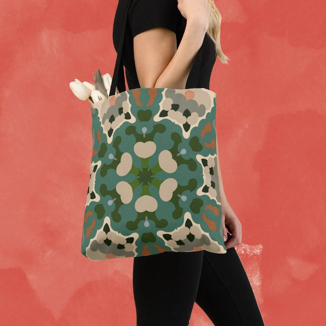 Retro Mandala Green Brown and Orange Tote Bag (Creator Uploaded)