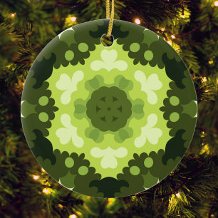 Retro Mandala Green Ceramic Ornament