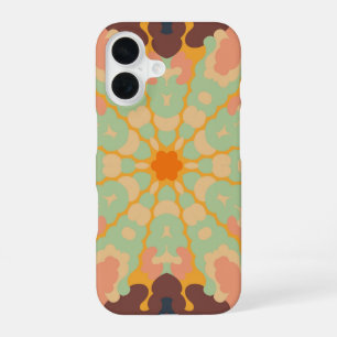 Retro Mandala Green Orange and Yellow iPhone 16 Case