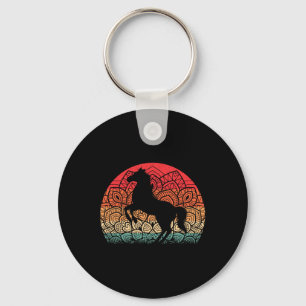 Retro Mandala Horse Lover Horseback Riding Western Key Ring