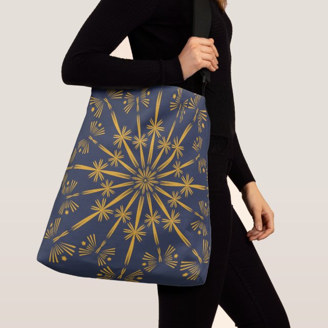 Retro Mandala Midnight Crossbody Bag (2 Sizes) (Close Up)