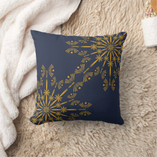 Retro Mandala Midnight Throw Pillow