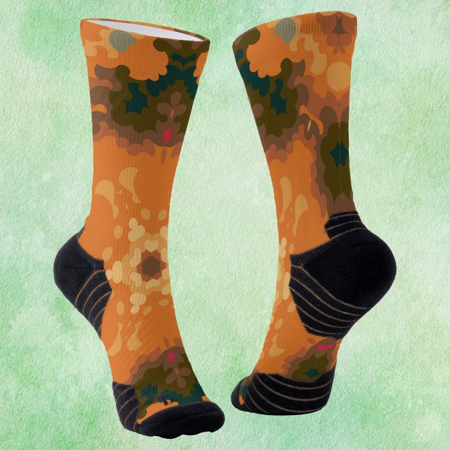 Retro Mandala Orange and Yellow Socks (Creator Uploaded)