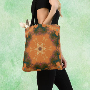 Retro Mandala Orange and Yellow Tote Bag