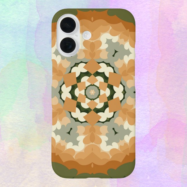 Retro Mandala Orange Green and White Case-Mate iPhone Case (Creator Uploaded)